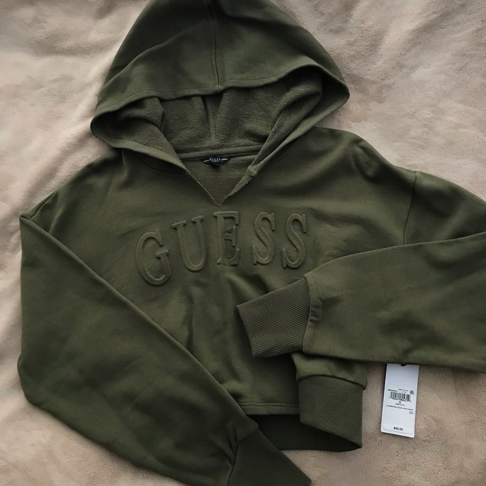 Embossed Guess Crop Hoodie